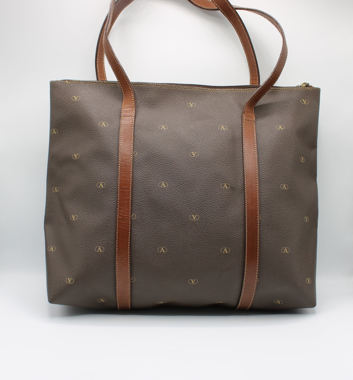 Valentino Garavani Brown Monogram Large Leather Tote Bag