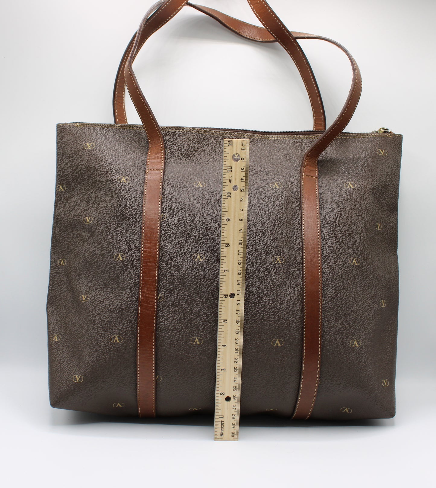 Valentino Garavani Brown Monogram Large Leather Tote Bag