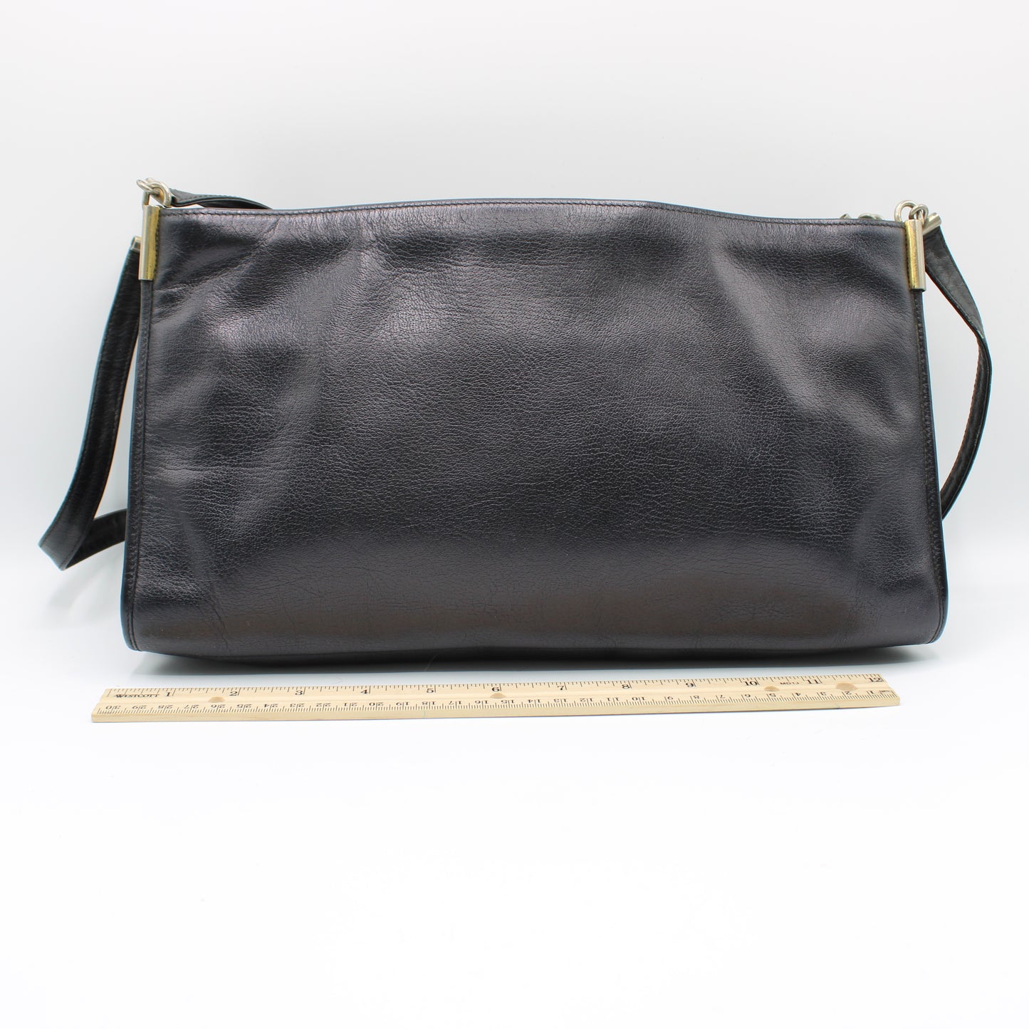 Christian Dior Black Leather Shoulder Bag with Gold-Tone Logo