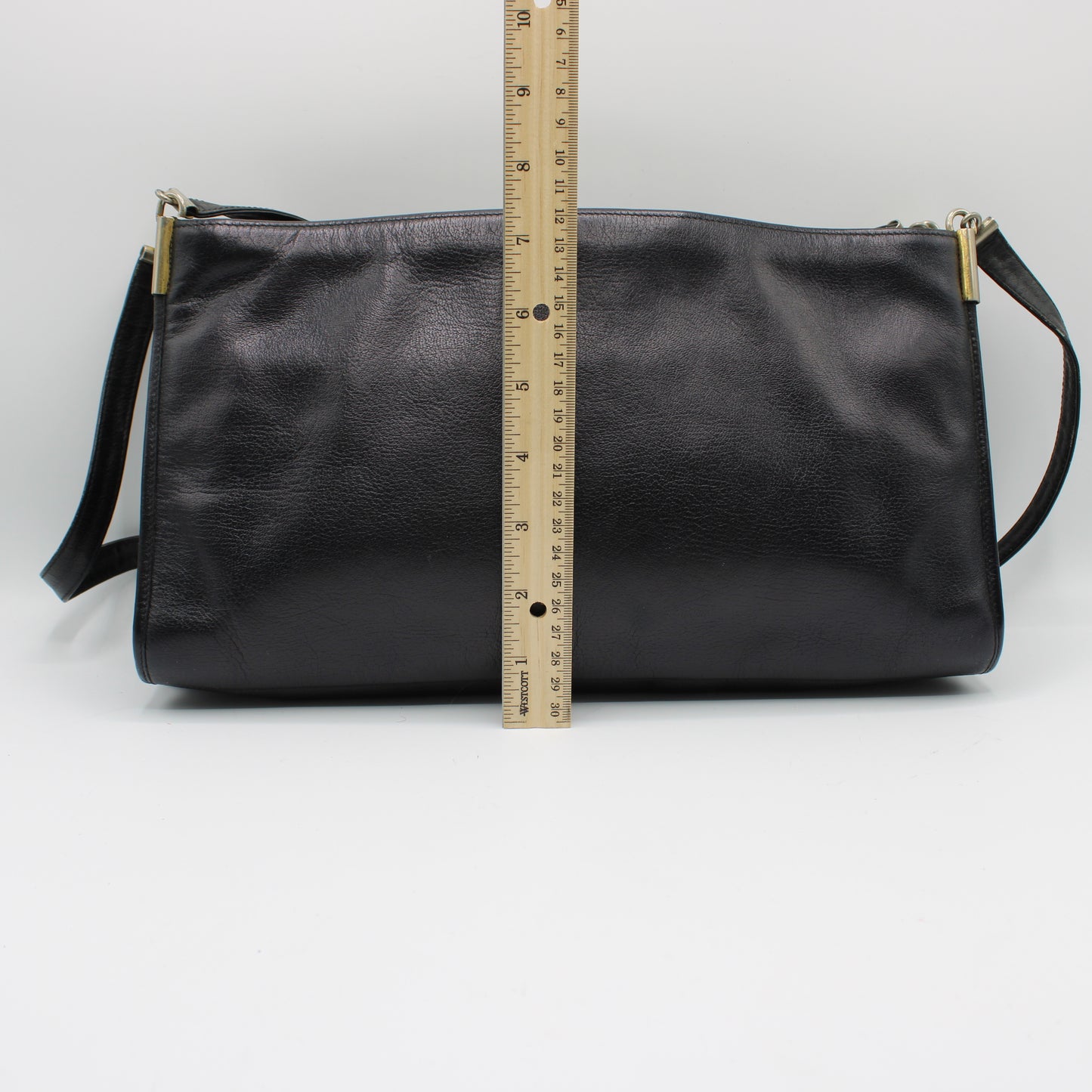 Christian Dior Black Leather Shoulder Bag with Gold-Tone Logo