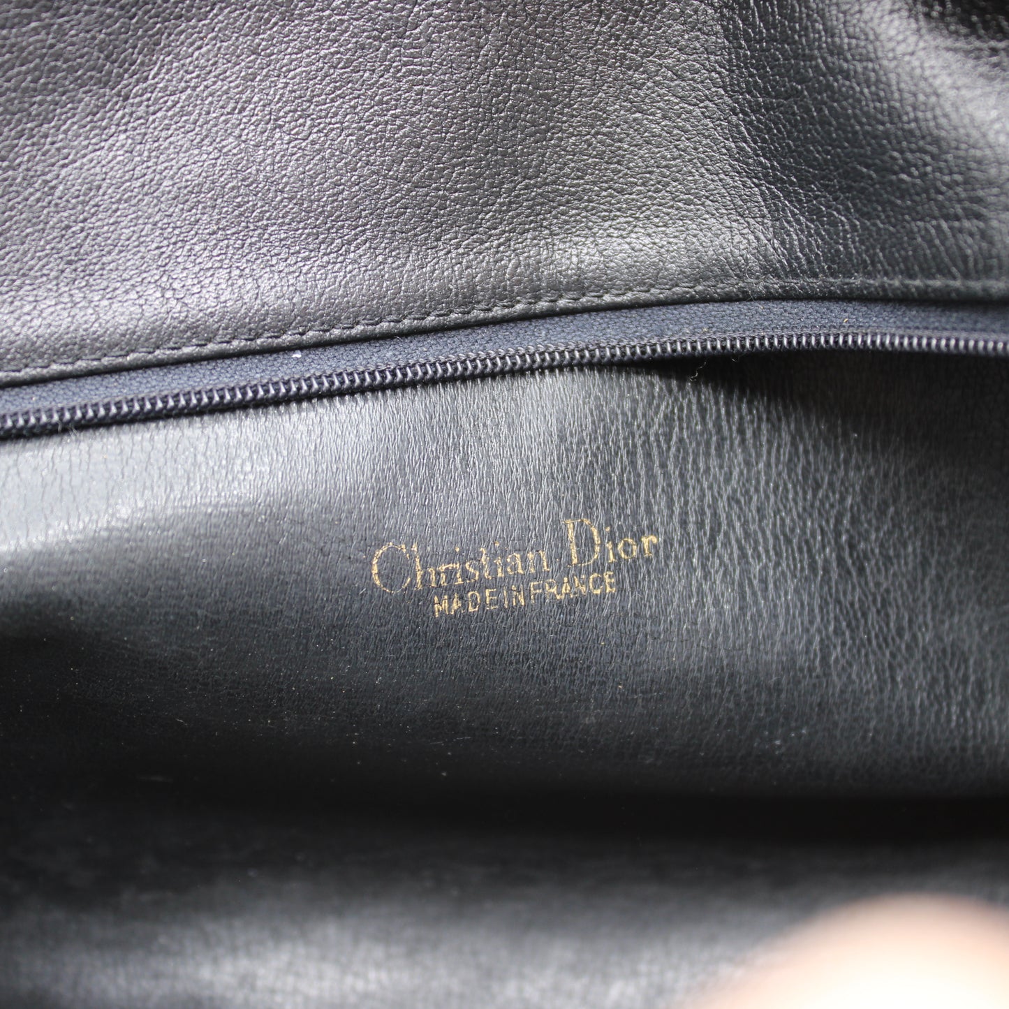 Christian Dior Black Leather Shoulder Bag with Gold-Tone Logo