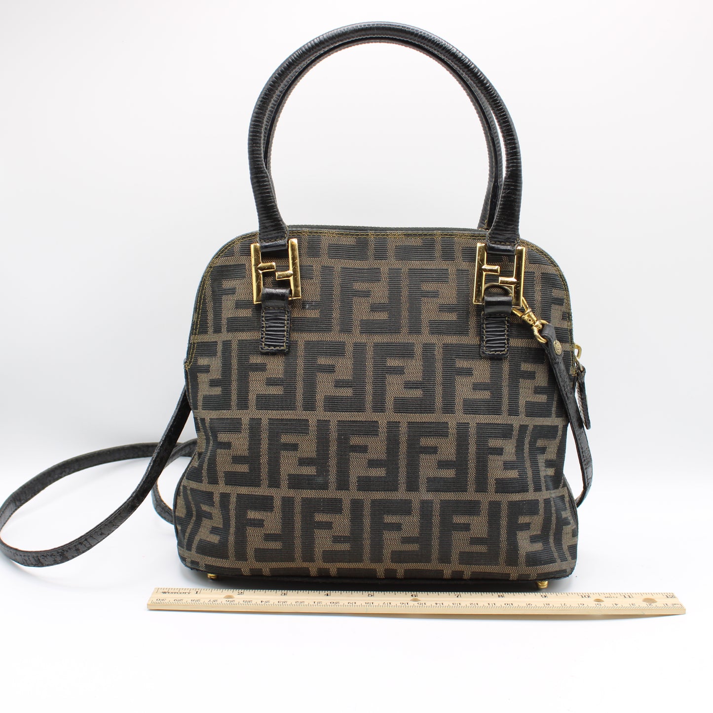 Fendi Brown Zucca Canvas Dome 2-Way Crossbody Handle Bag