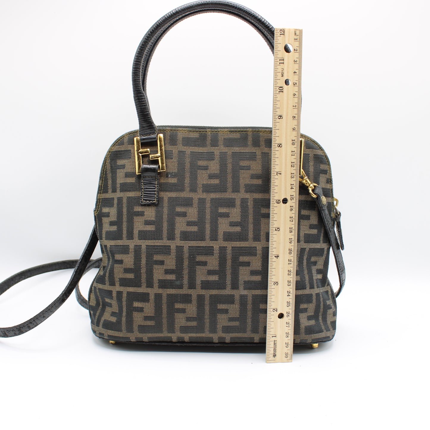 Fendi Brown Zucca Canvas Dome 2-Way Crossbody Handle Bag