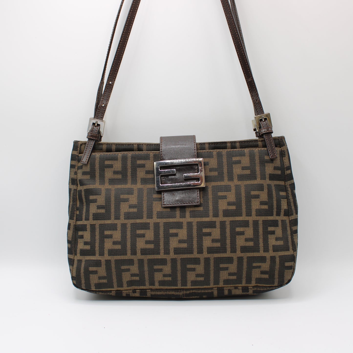 Fendi Brown Zucca FF Canvas Mamma Baguette Bag