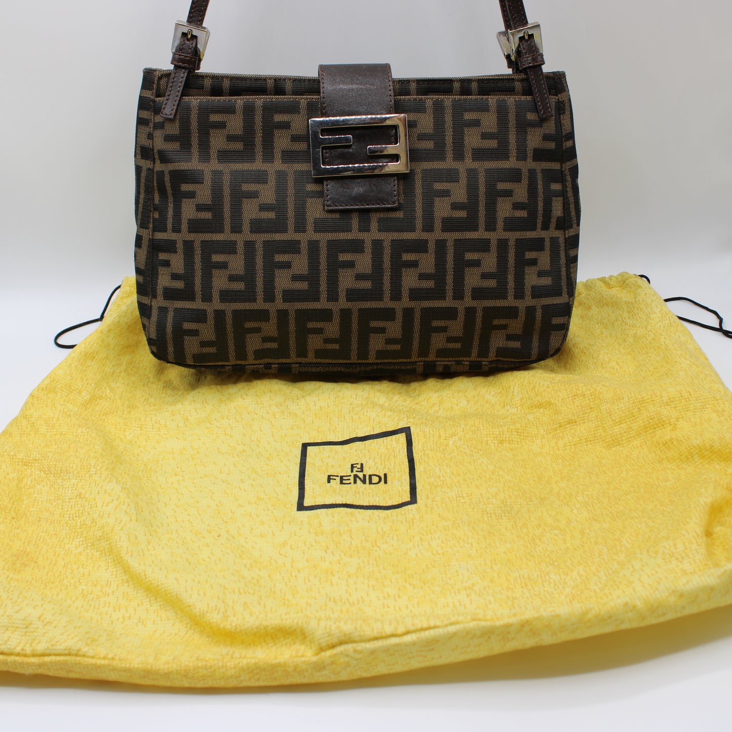 Fendi Brown Zucca FF Canvas Mamma Baguette Bag