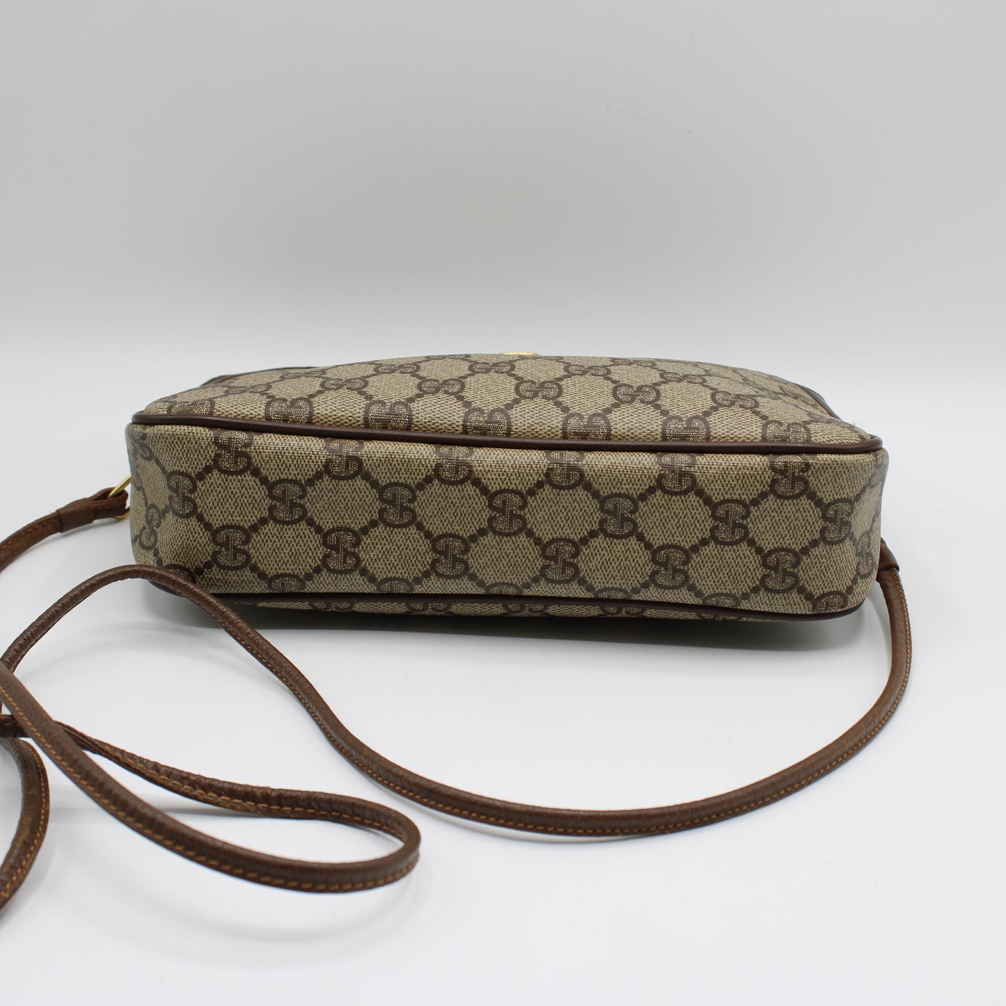 Gucci Beige GG Canvas Leather Crossbody Bag