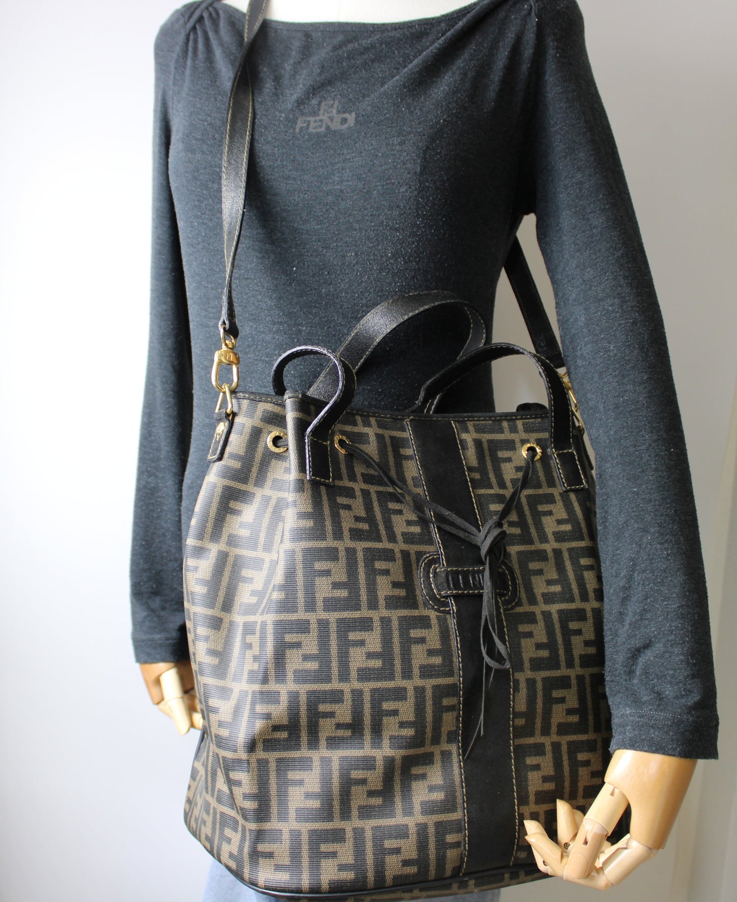 Fendi Brown Zucca Print Leather 2-Way Tote Crossbody Bag