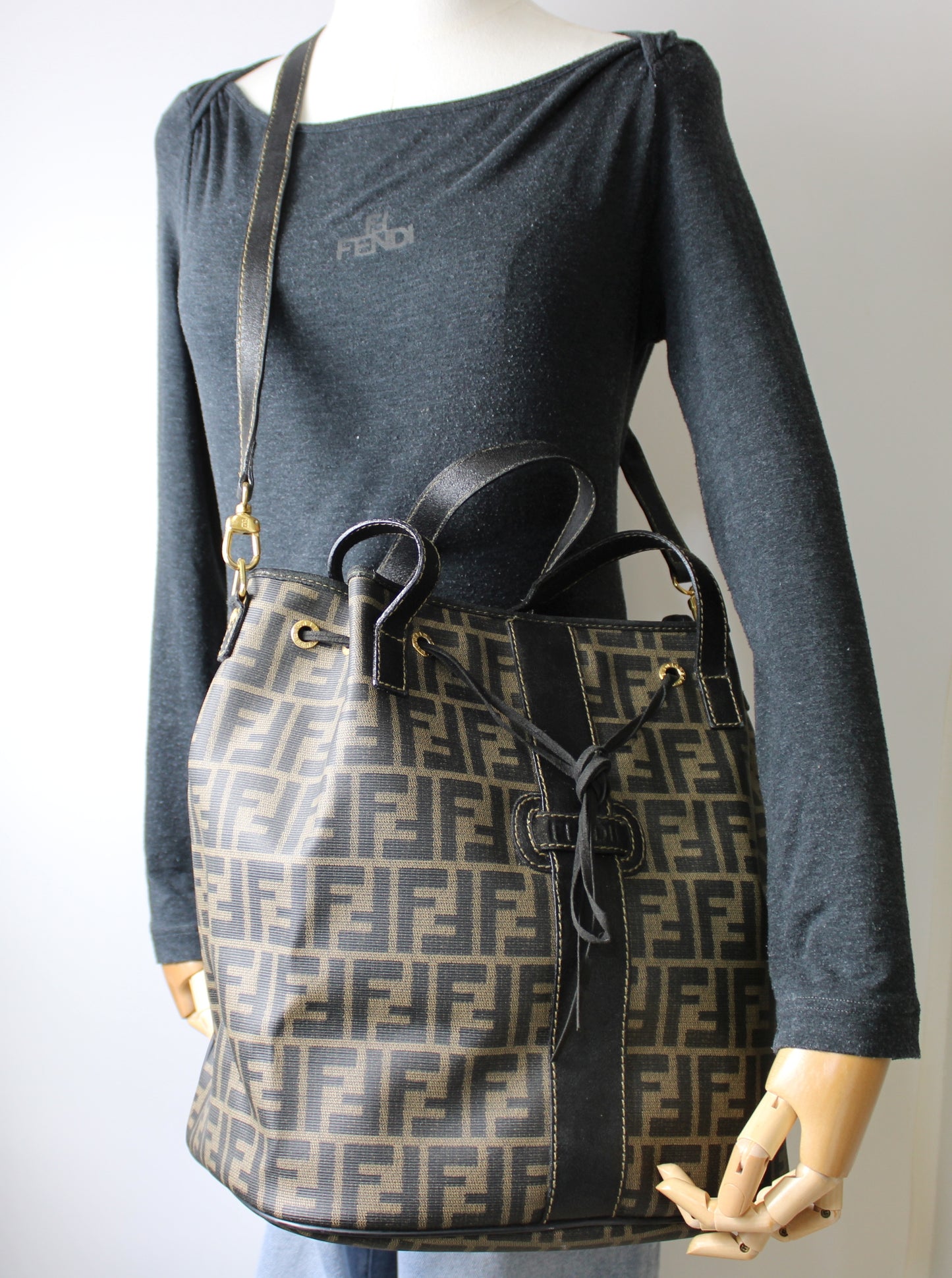 Fendi Brown Zucca Print Leather 2-Way Tote Crossbody Bag