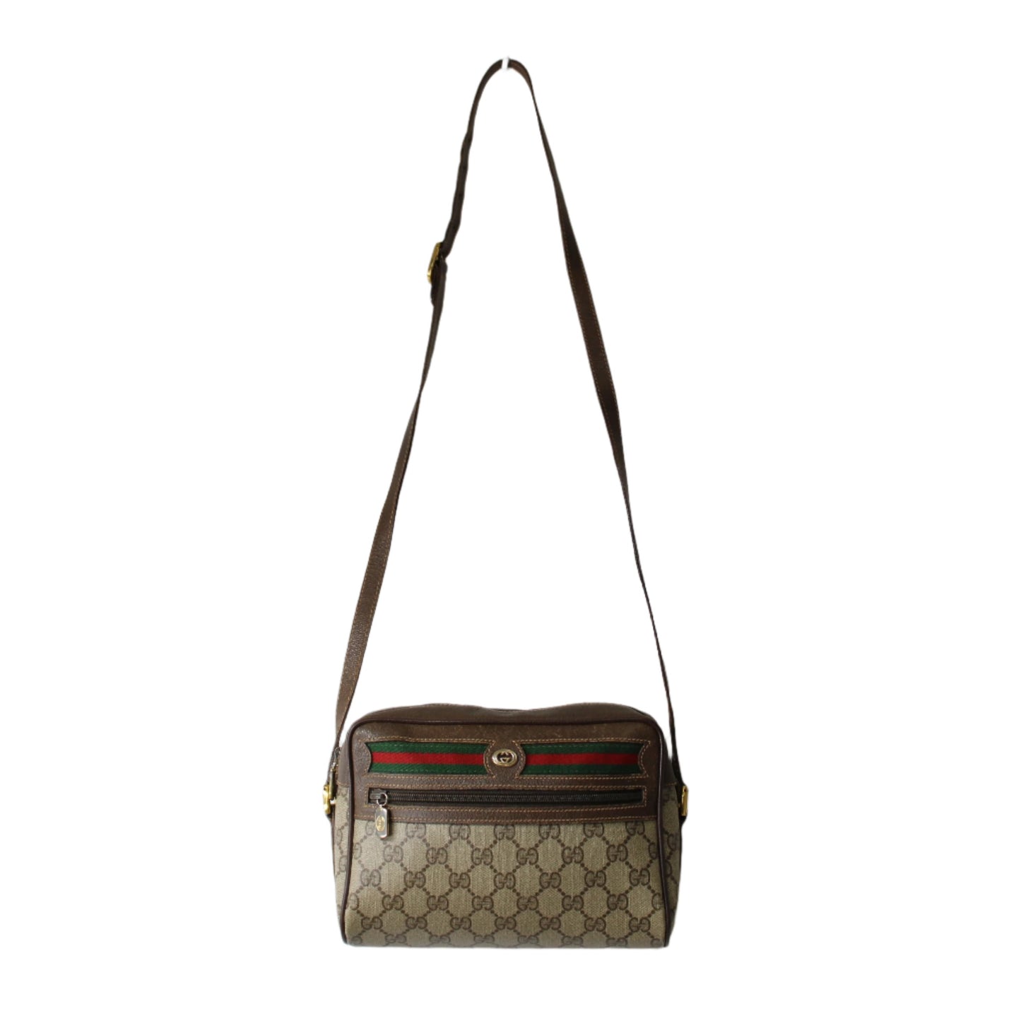 Gucci Ophidia GG Supreme Canvas Crossbody Bag Zippered Compartment