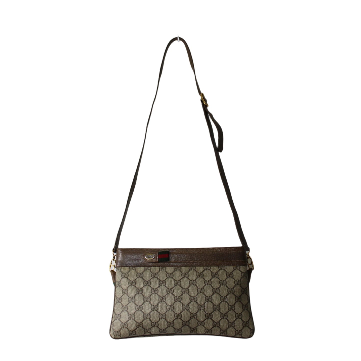 Gucci Brown GG Supreme Canvas Crossbody Bag Adjustable Strap