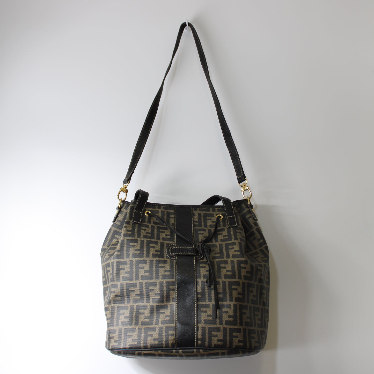 Fendi Brown Zucca Print Leather 2-Way Tote Crossbody Bag