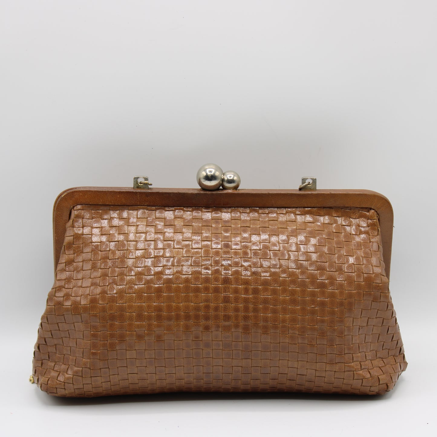 Fendi Camel Brown Woven Leather Crossbody on Chain Bag