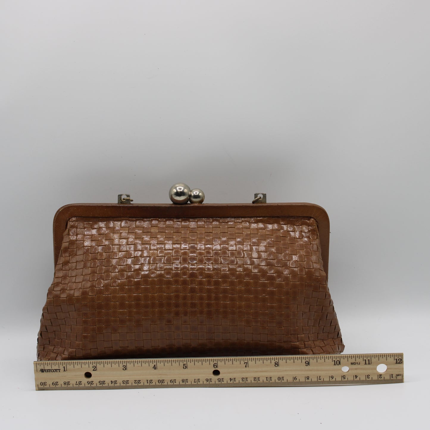 Fendi Camel Brown Woven Leather Crossbody on Chain Bag