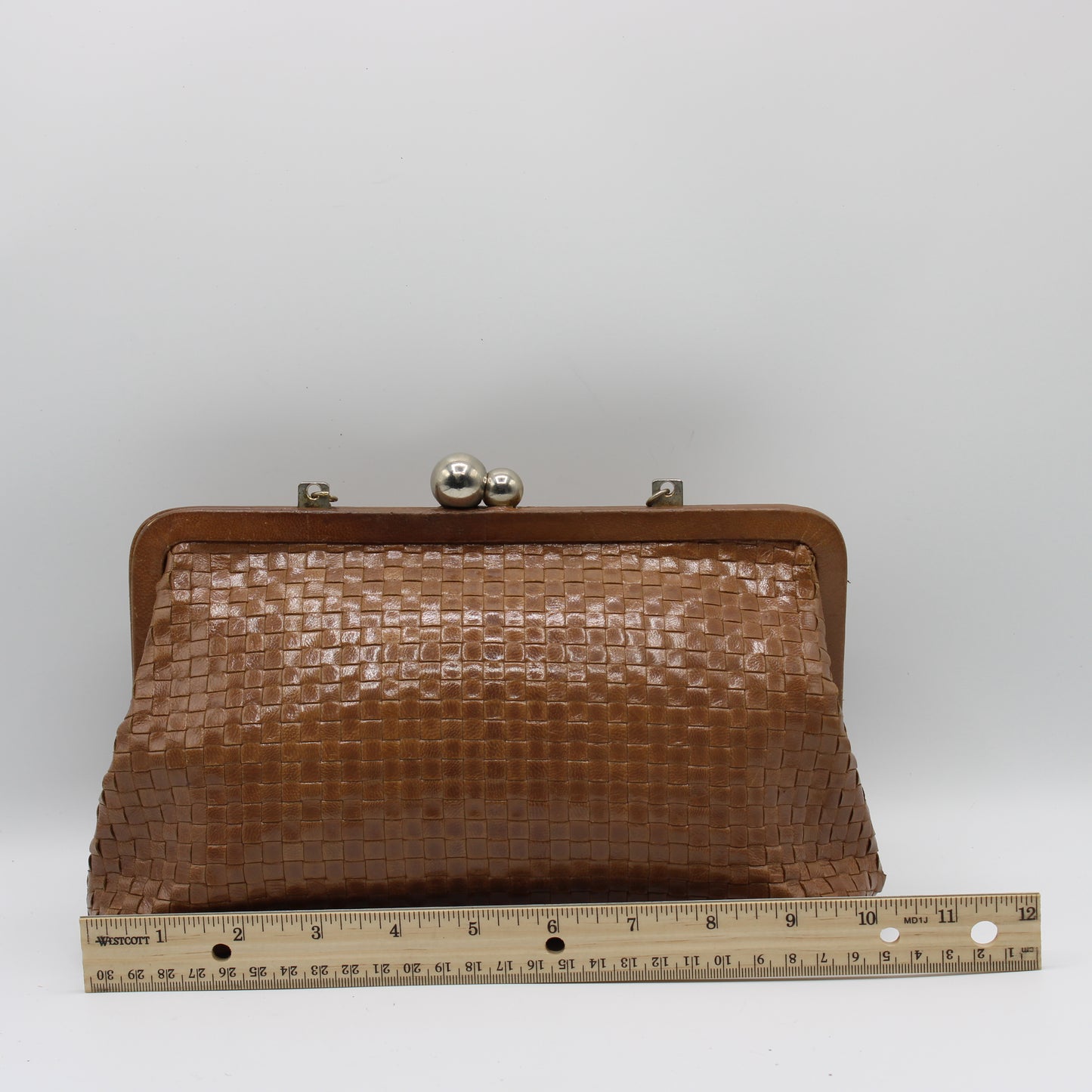 Fendi Camel Brown Woven Leather Crossbody on Chain Bag