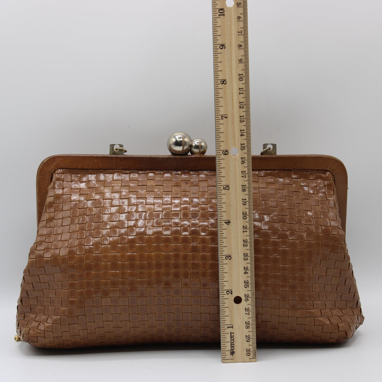 Fendi Camel Brown Woven Leather Crossbody on Chain Bag