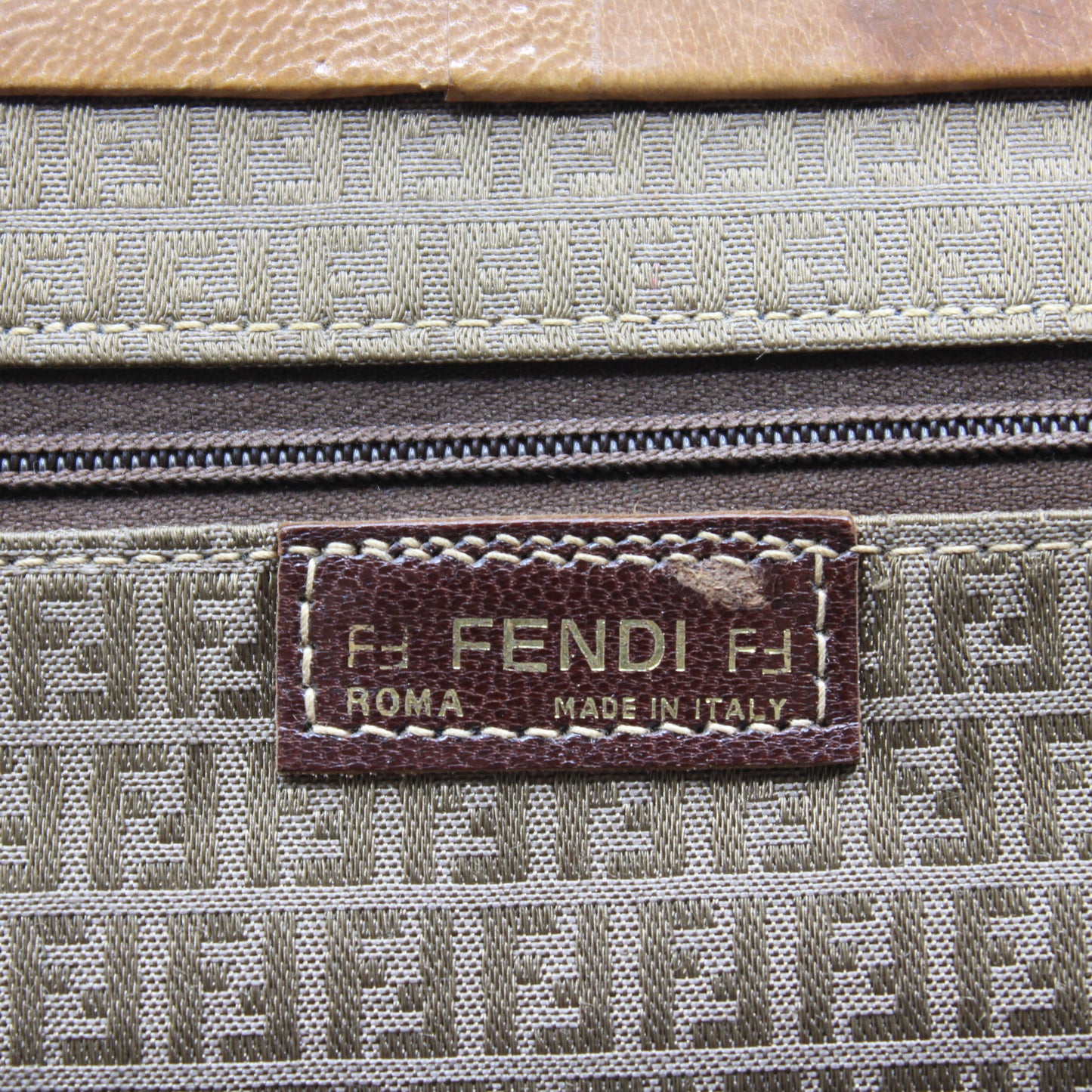 Fendi Camel Brown Woven Leather Crossbody on Chain Bag