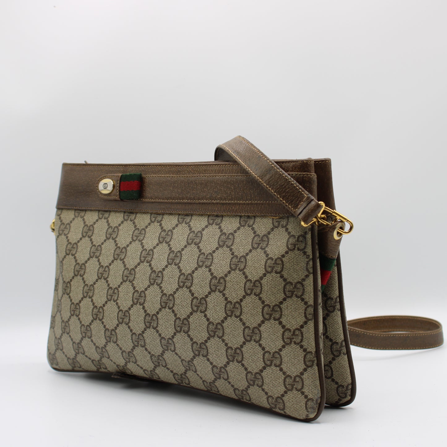 Gucci Brown GG Supreme Canvas Crossbody Bag Adjustable Strap