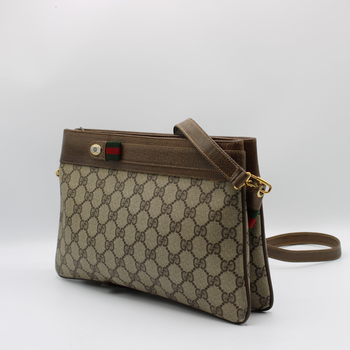 Gucci Brown GG Supreme Canvas Crossbody Bag Adjustable Strap