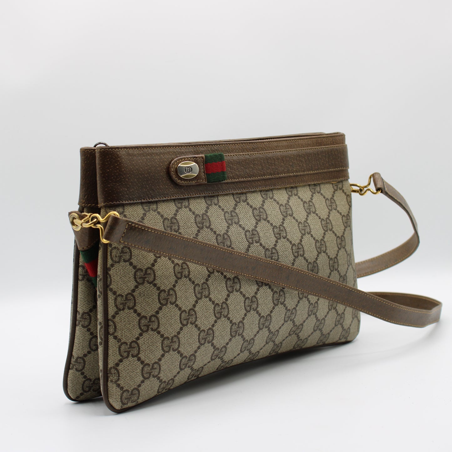 Gucci Brown GG Supreme Canvas Crossbody Bag Adjustable Strap