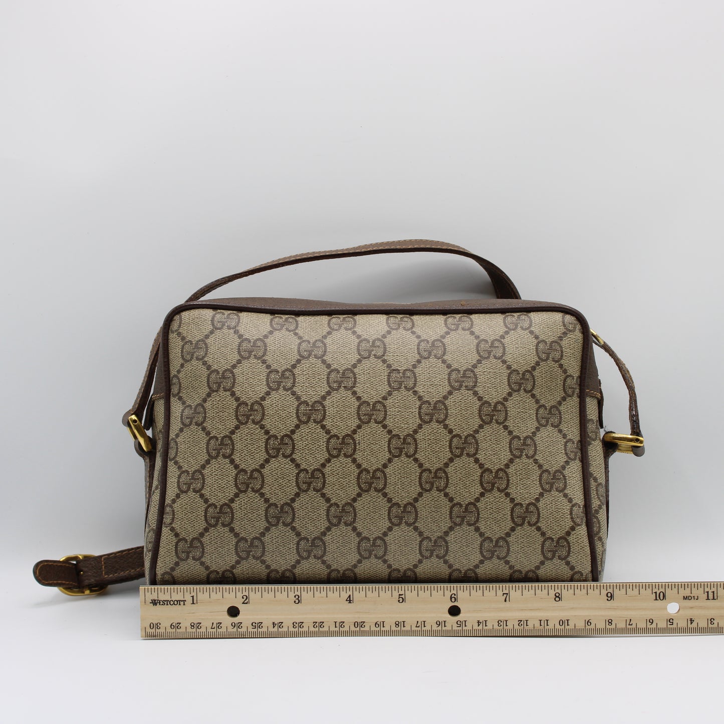 Gucci Ophidia GG Supreme Canvas Crossbody Bag Zippered Compartment