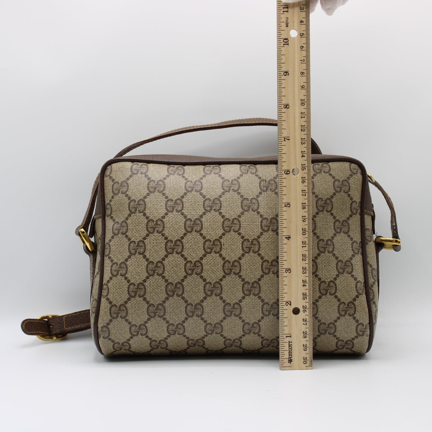 Gucci Ophidia GG Supreme Canvas Crossbody Bag Zippered Compartment