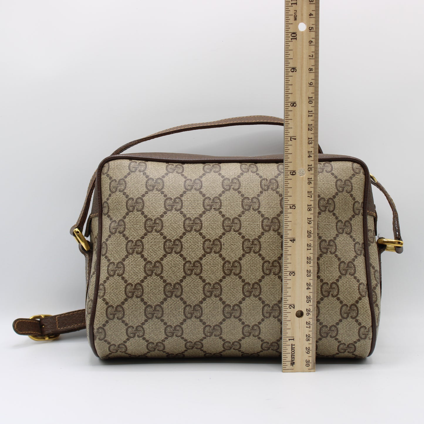 Gucci Ophidia GG Supreme Canvas Crossbody Bag Zippered Compartment