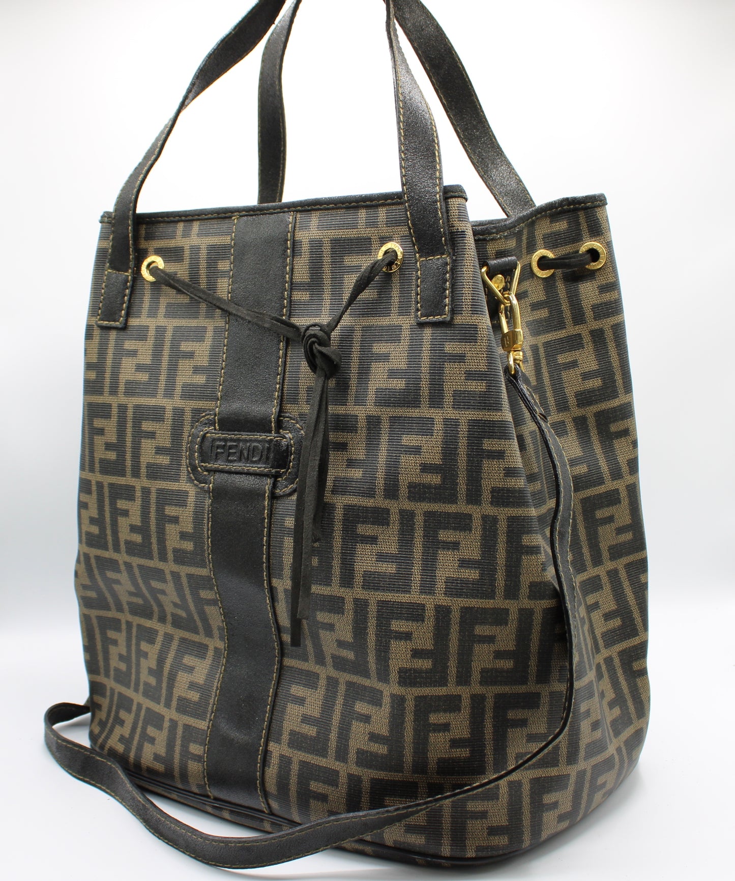 Fendi Brown Zucca Print Leather 2-Way Tote Crossbody Bag