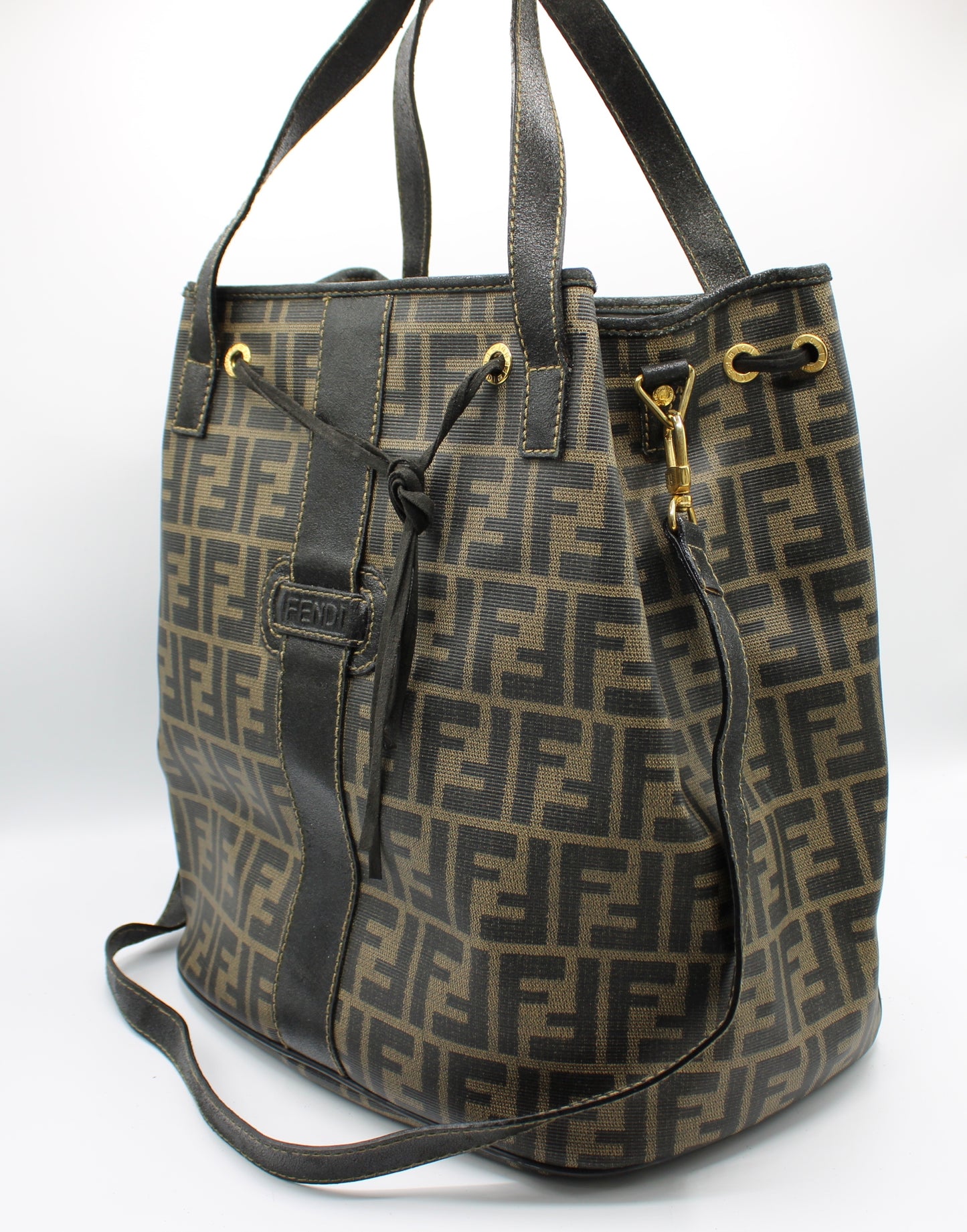 Fendi Brown Zucca Print Leather 2-Way Tote Crossbody Bag