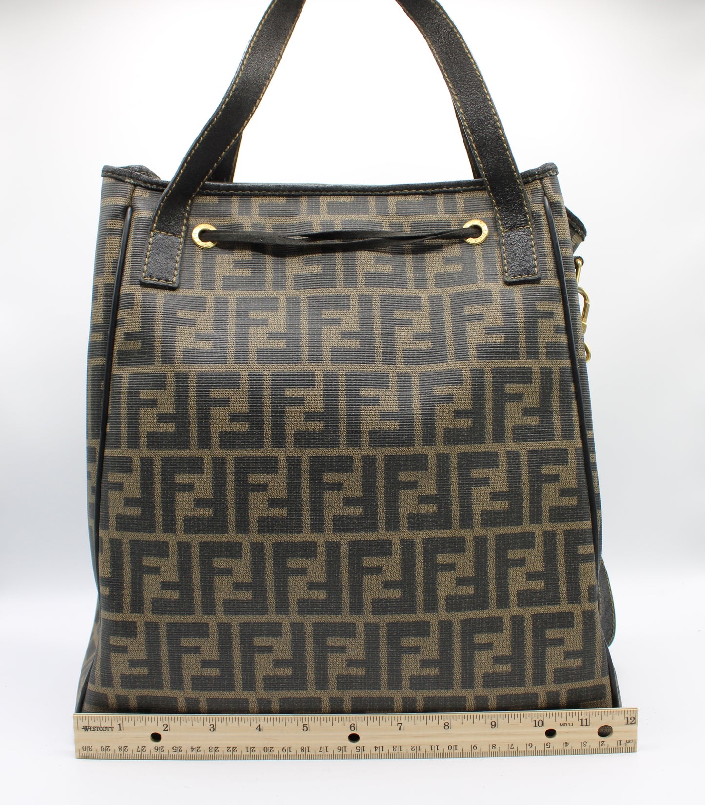 Fendi Brown Zucca Print Leather 2-Way Tote Crossbody Bag