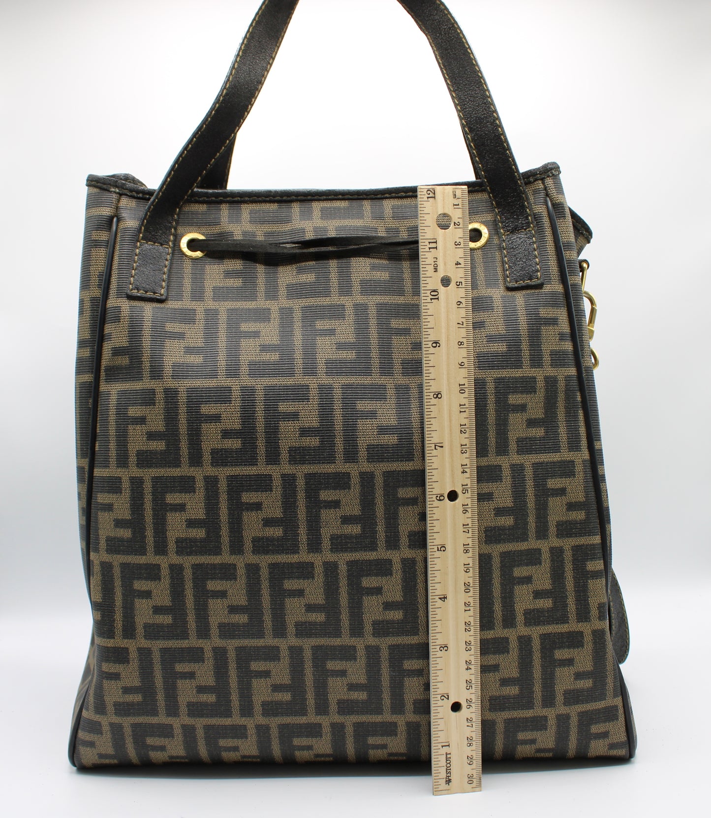 Fendi Brown Zucca Print Leather 2-Way Tote Crossbody Bag