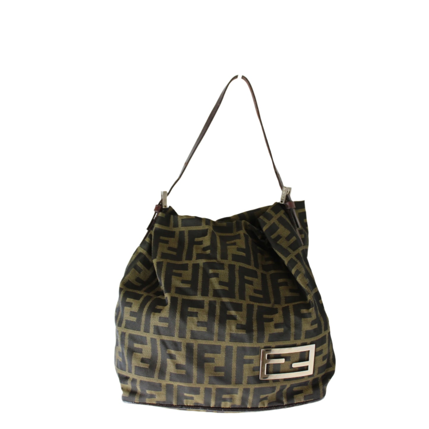 Fendi Zucca Brown Canvas and Leather Shoulder Bag