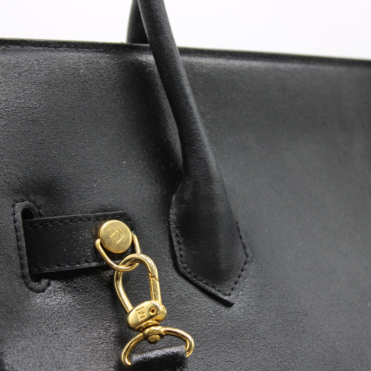 Fendi Peekaboo Black Leather Two-Way Crossbody Birkin Style Bag