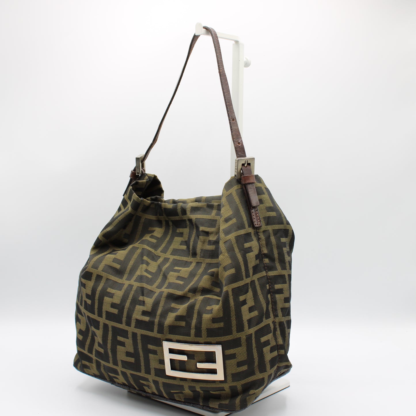 Fendi Zucca Brown Canvas and Leather Shoulder Bag