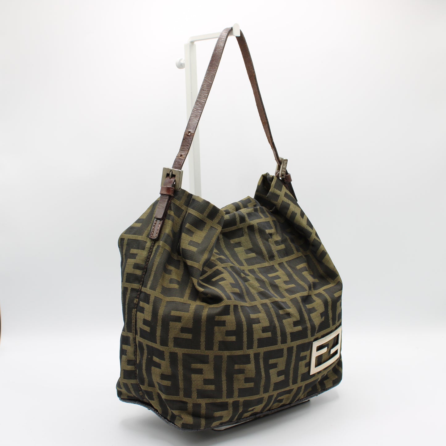 Fendi Zucca Brown Canvas and Leather Shoulder Bag