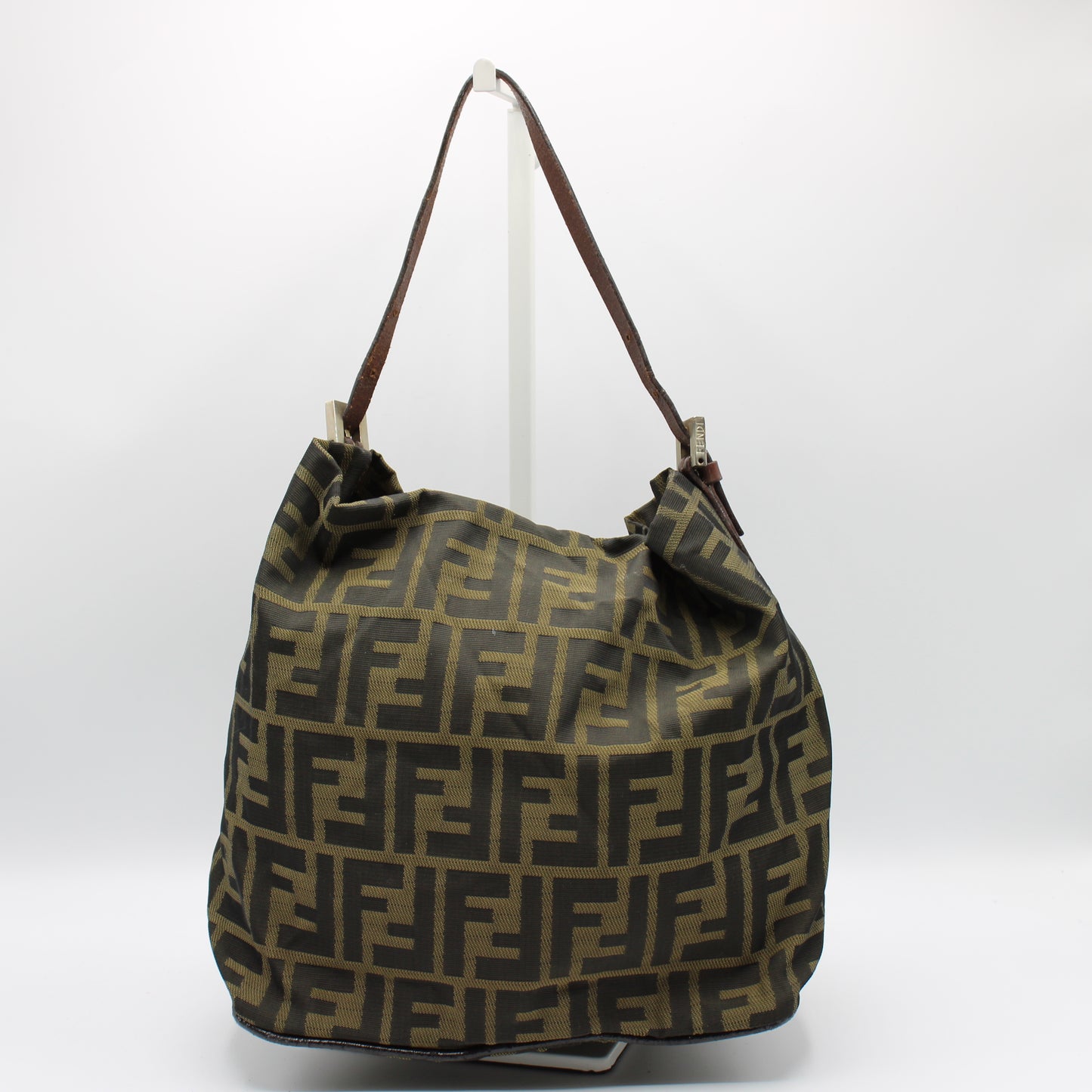 Fendi Zucca Brown Canvas and Leather Shoulder Bag