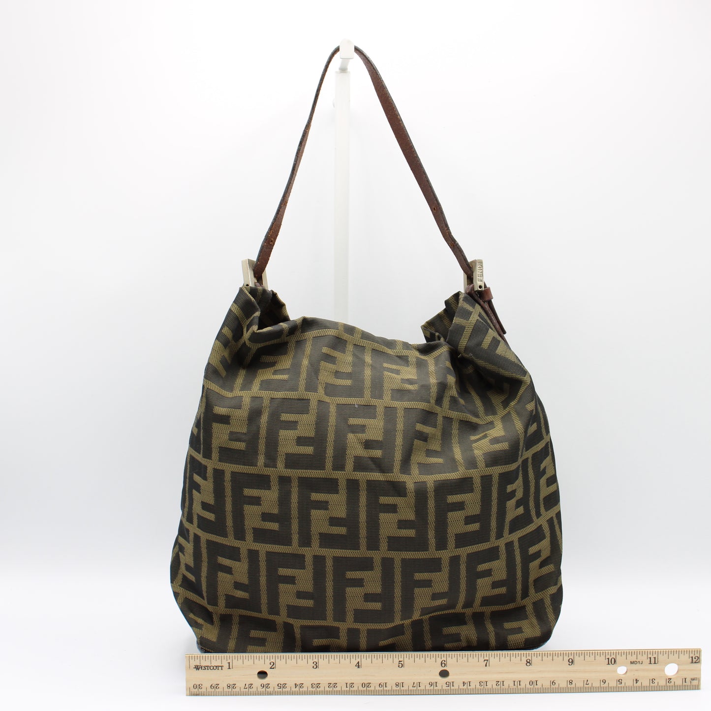 Fendi Zucca Brown Canvas and Leather Shoulder Bag