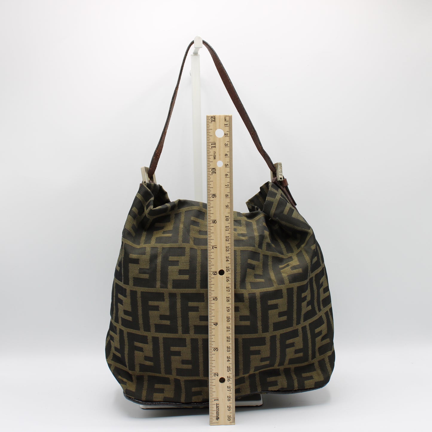 Fendi Zucca Brown Canvas and Leather Shoulder Bag