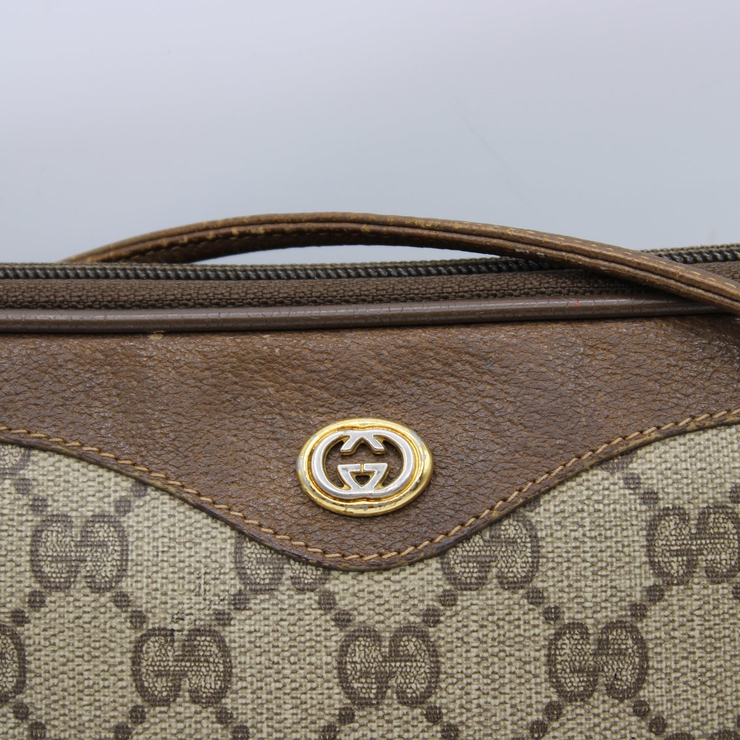 Gucci Brown Ophidia GG Monogram Leather Trim Crossbody Bag