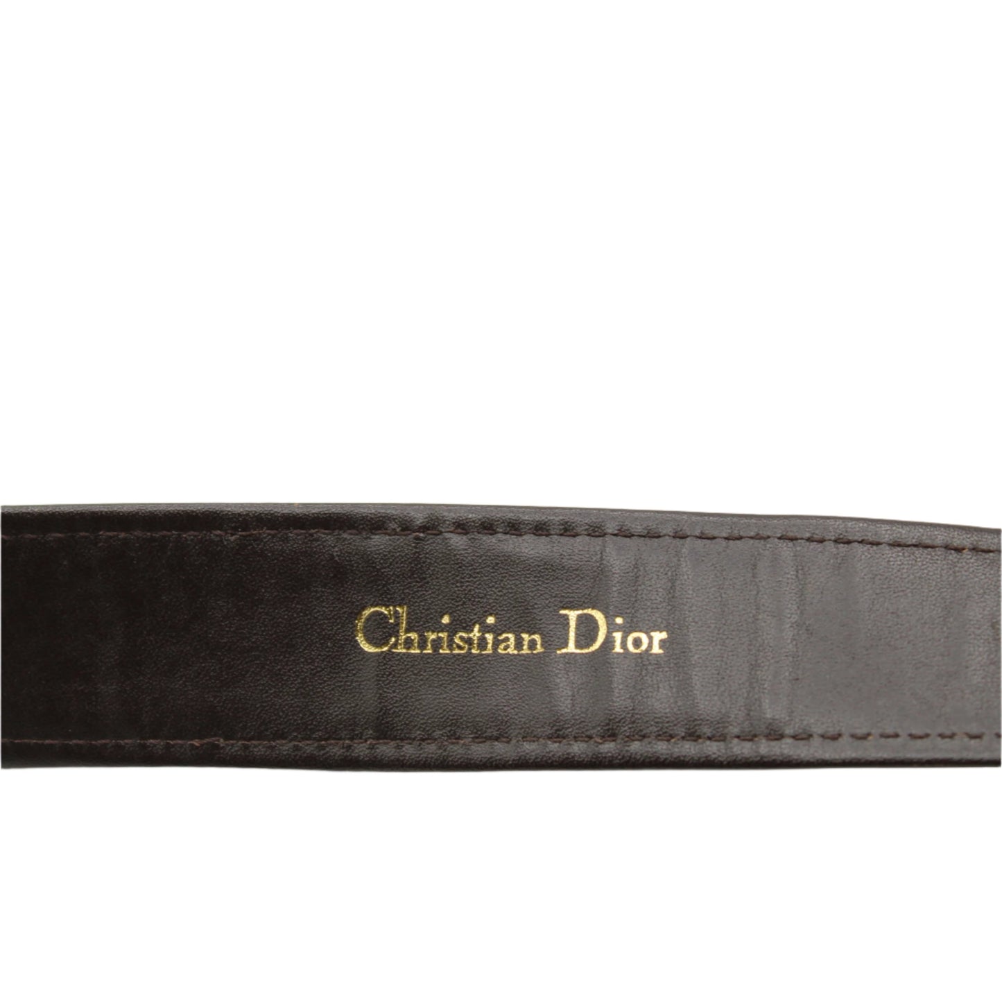 Christian Dior Brown Trotter Monogram Leather Belt Gold Logo Buckle