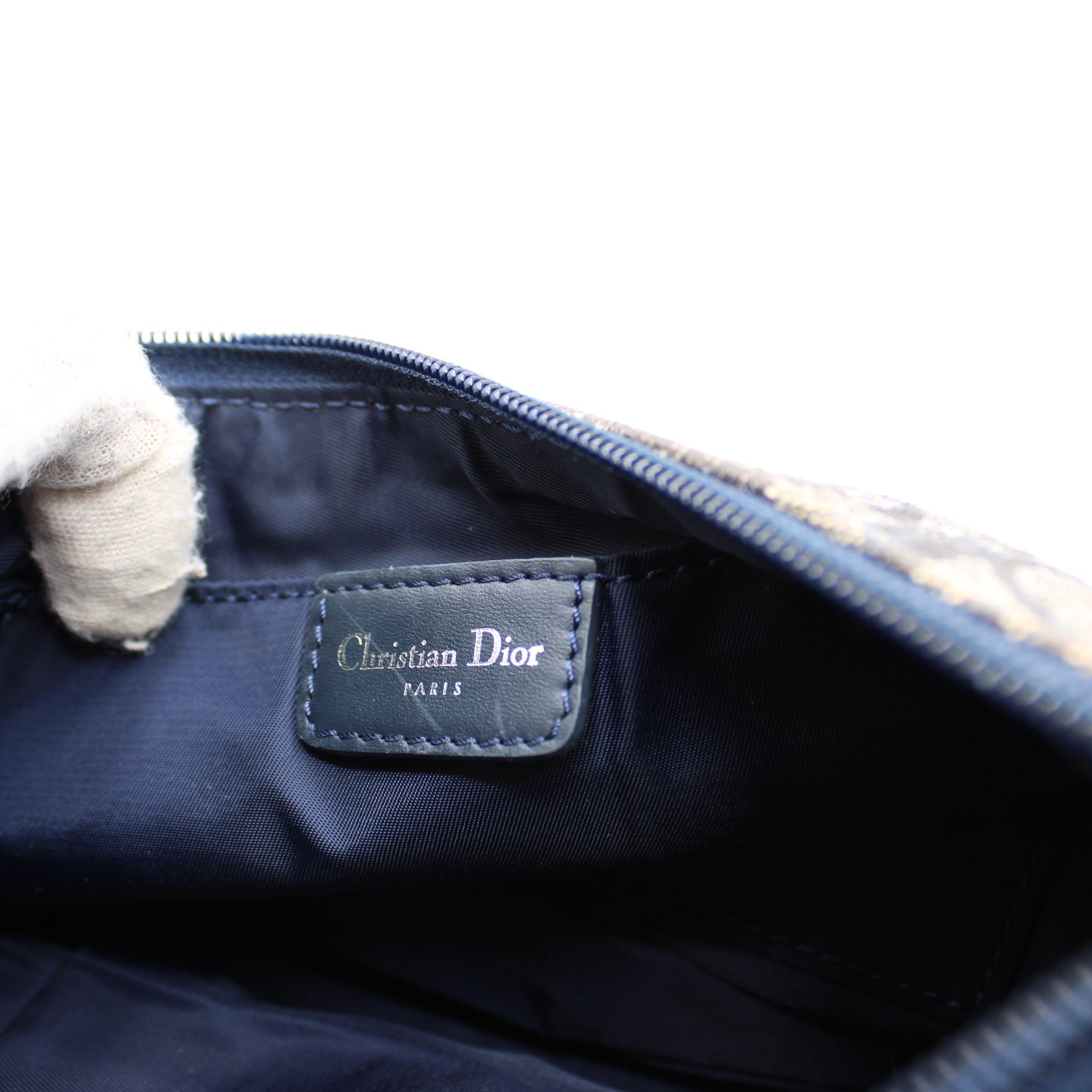 Christian Dior Dark Navy Monogram Trotter Pouch Leather Strap