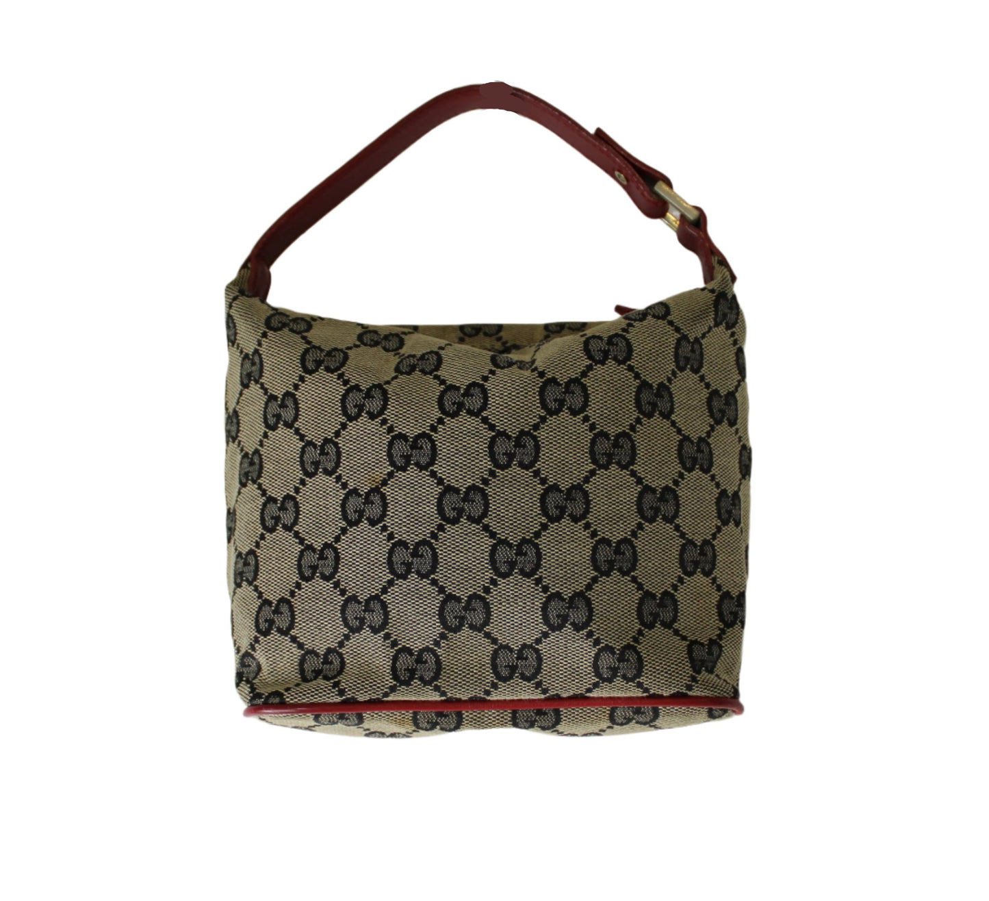 Gucci Red Beige GG Canvas Top Handle Pochette Bag