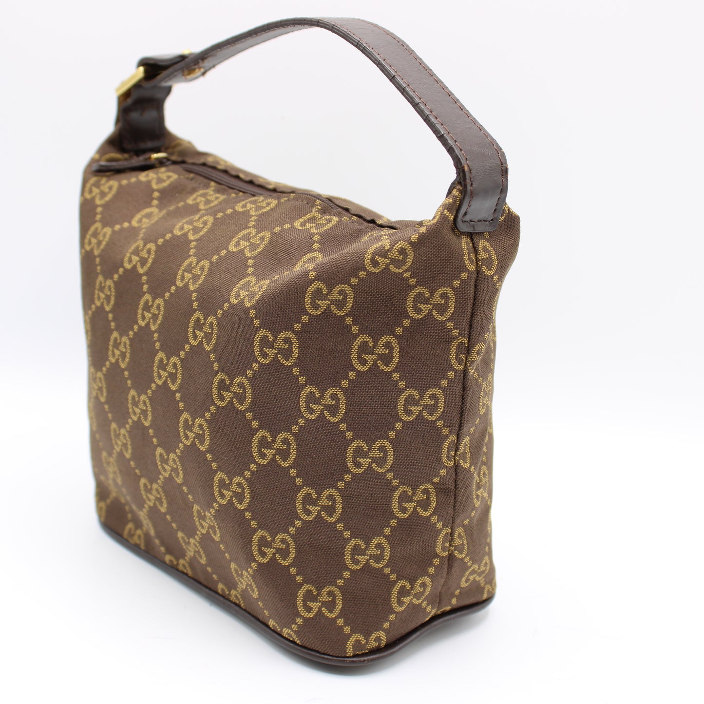 Gucci Brown GG Canvas Top Handle Pouch Bag