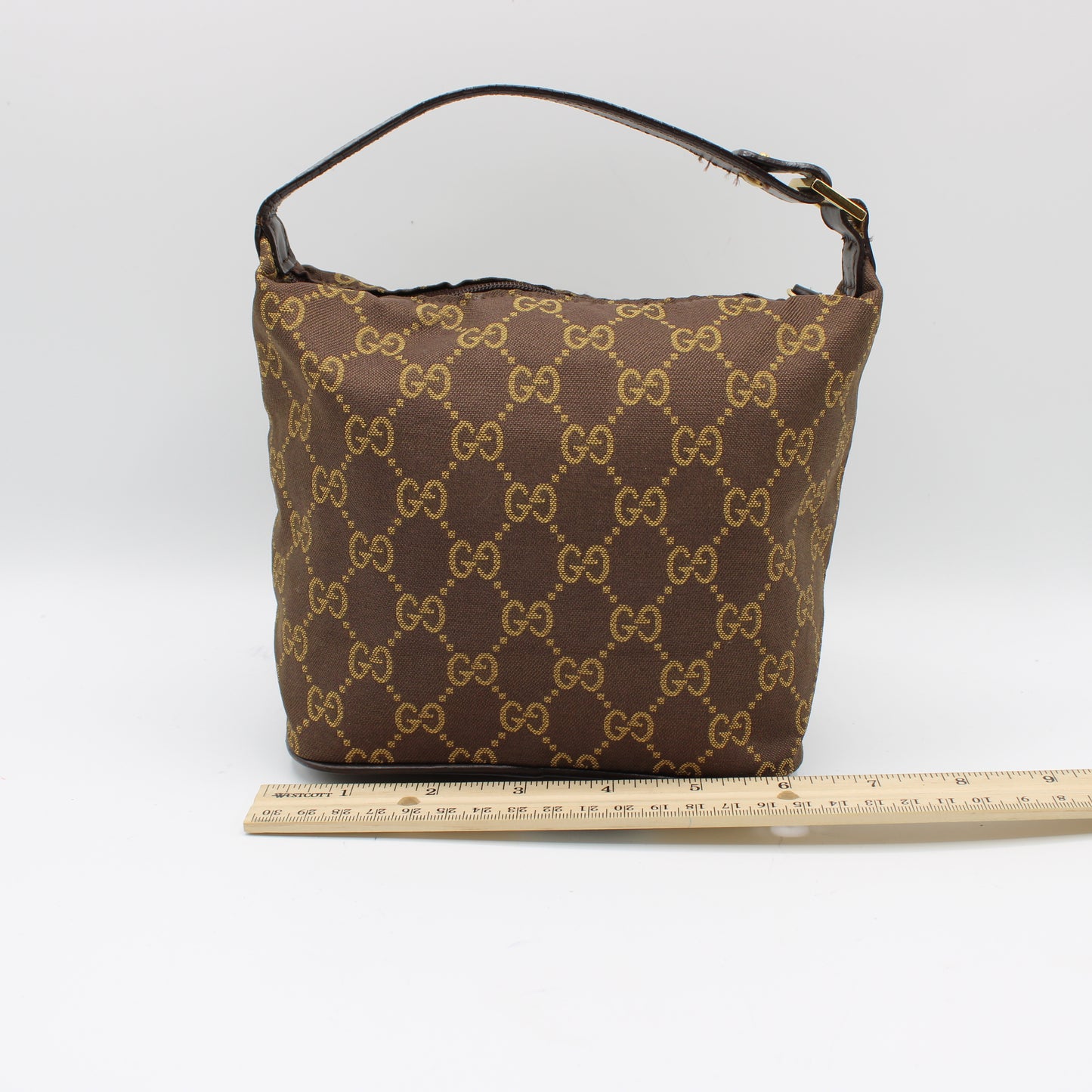 Gucci Brown GG Canvas Top Handle Pouch Bag