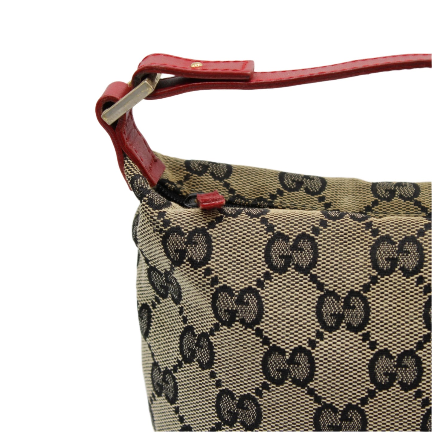 Gucci Red Beige GG Canvas Top Handle Pochette Bag