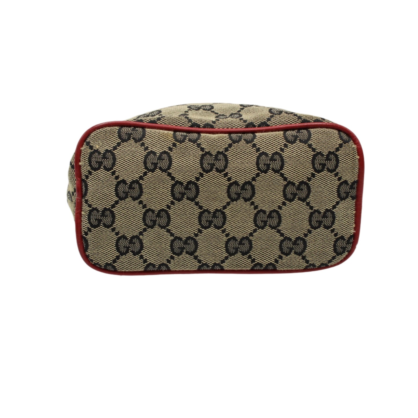 Gucci Red Beige GG Canvas Top Handle Pochette Bag