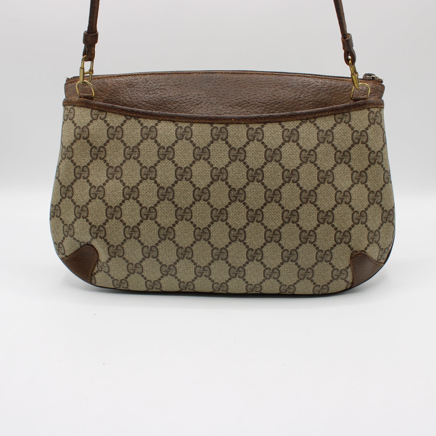 Gucci Beige and Brown GG Canvas Leather Crossbody Bag