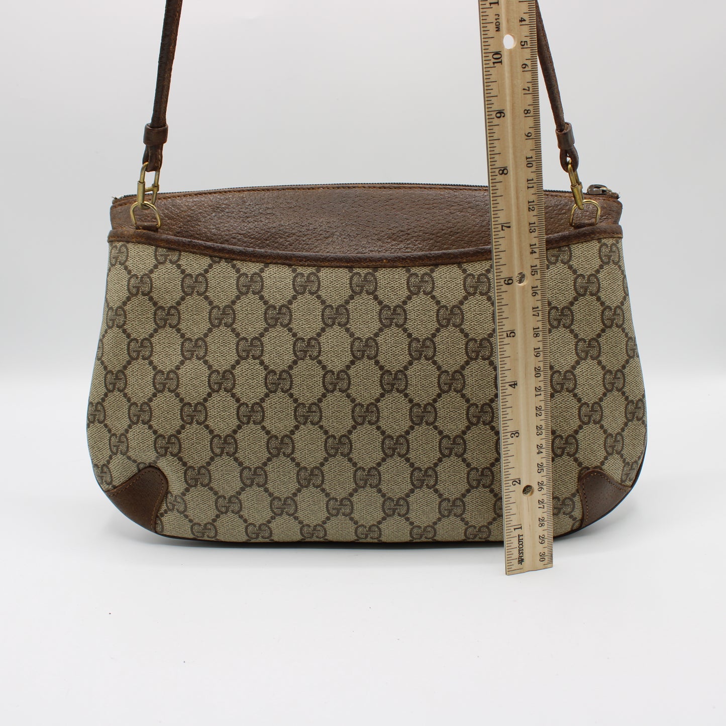 Gucci Beige and Brown GG Canvas Leather Crossbody Bag