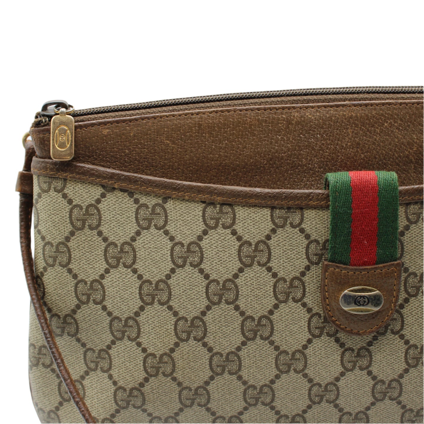 Gucci Beige and Brown GG Canvas Leather Crossbody Bag