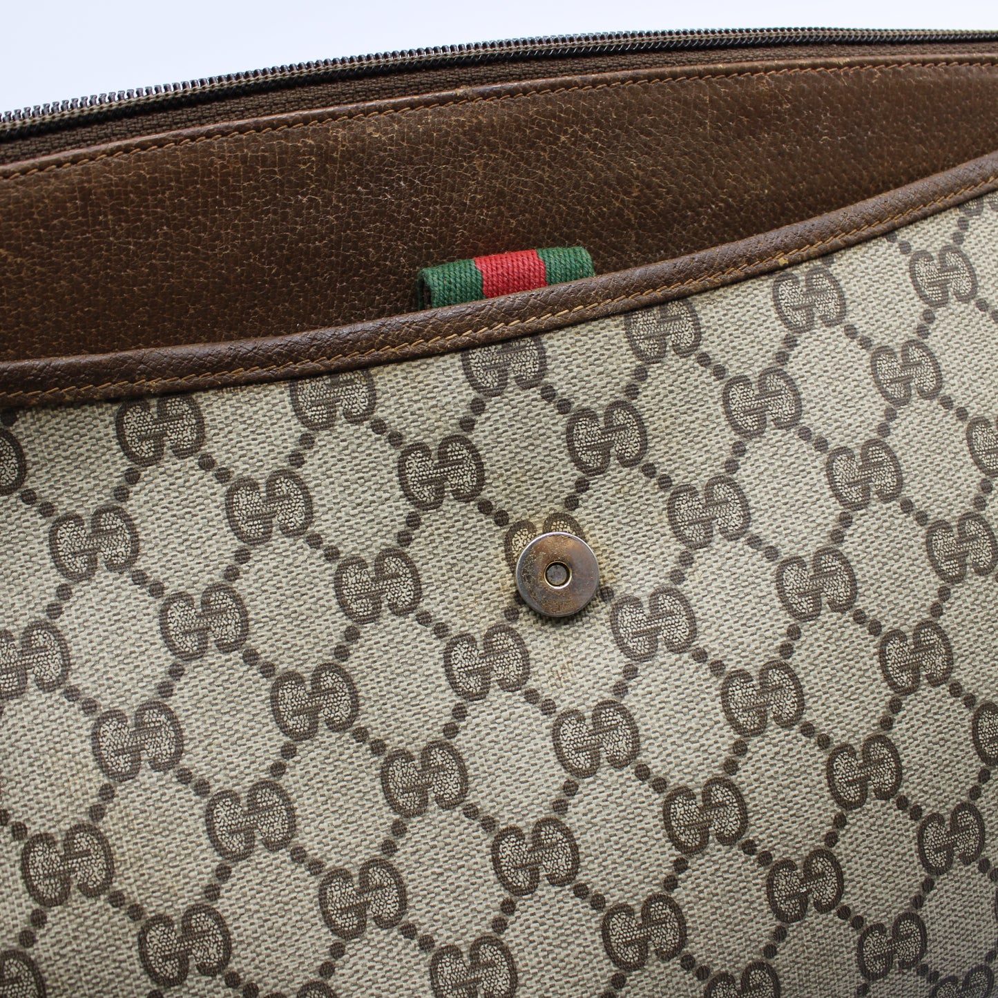 Gucci Beige and Brown GG Canvas Leather Crossbody Bag