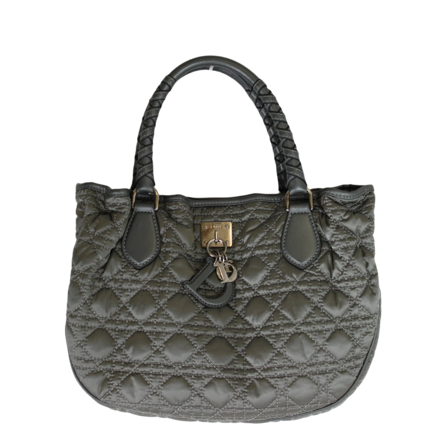 Christian Dior Grey Quilted Cannage Lady Dior Tote Bag